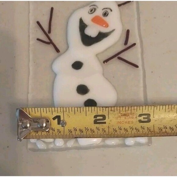 Homemade Glass Snowman Ornament Sun Catcher Hand Painted Frozen Olaf Hanging - Picture 5 of 5